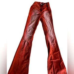 Urban outfitters size 25” cinch front velour flare leg pants. Fade‎ out finish